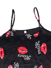 Lip Print Satin Cami PJ Top