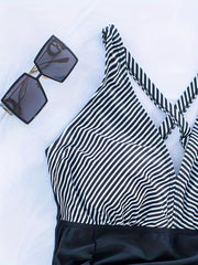 Colorblock Stripe One Piece Swimsuit