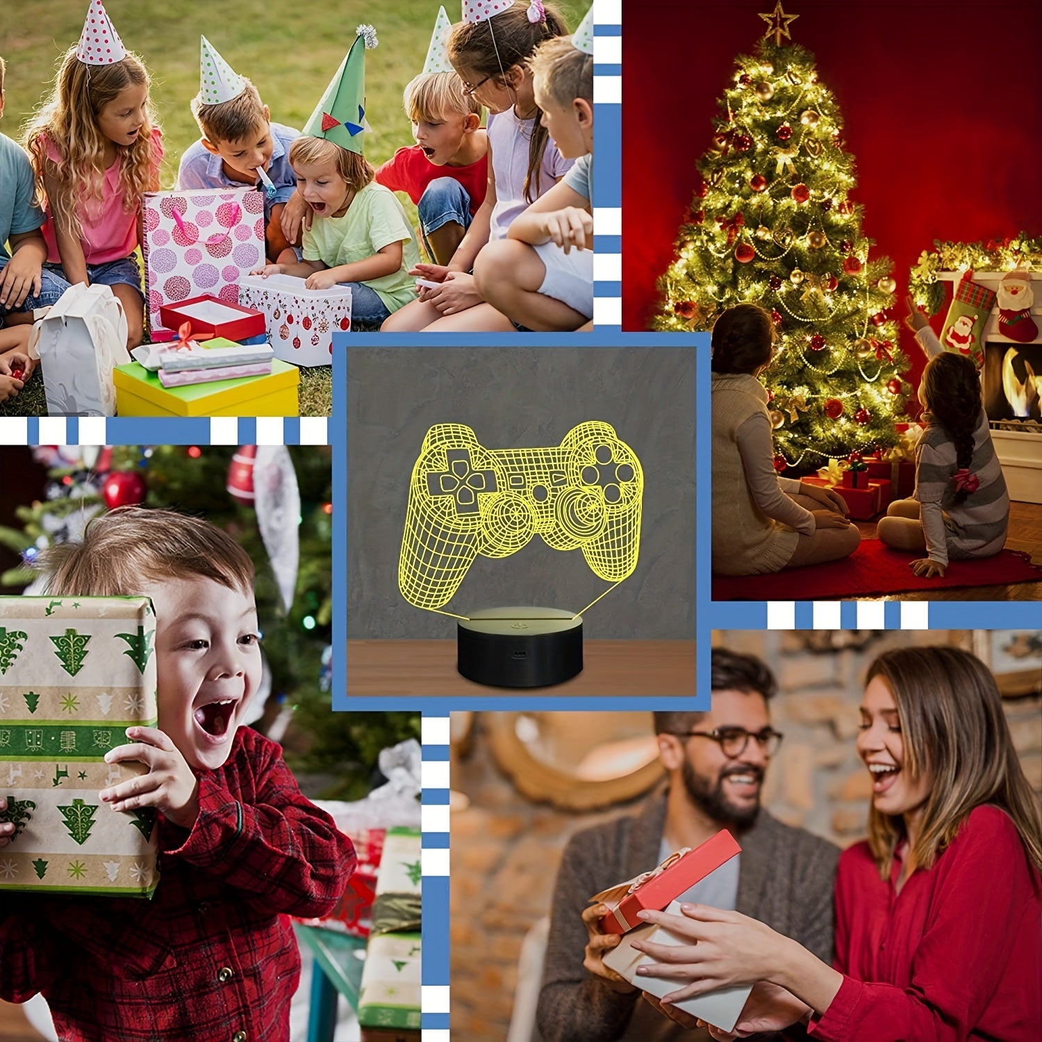 3D Gamepad Lamp Night Light 16 Colors Changing Remote Gamer Gift Kids Bedroom
