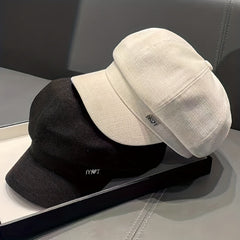 Classic Solid Beret Label Decor Beret Casual Newsboy Hat