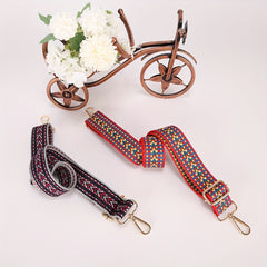 Vintage Pattern Strap Durable Adjustable Shoulder Bag Strap Wide Ethnic Strap