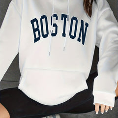 Women's Print Drawstring Loose Hoodie