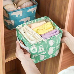 Cotton Linen Waterproof Storage Basket with Handle