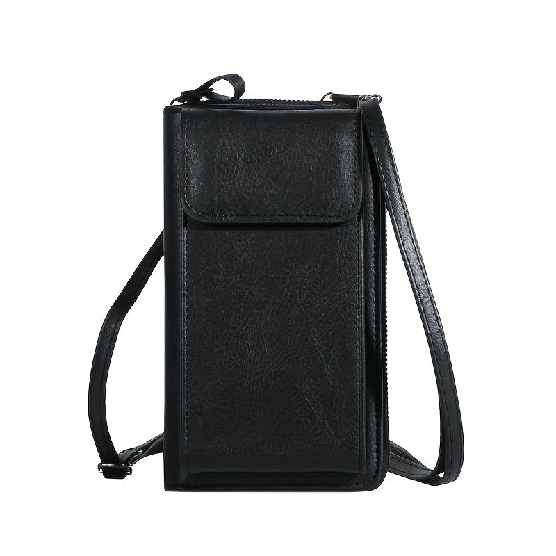 Faux Leather Crossbody Bag Long Wallet Mini Phone Coin Purse
