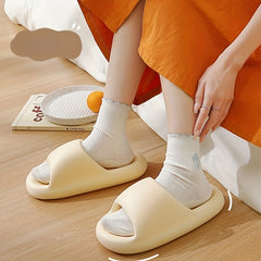 Women's Platform Pillow Slides Solid Open Toe Non Slip Slippers