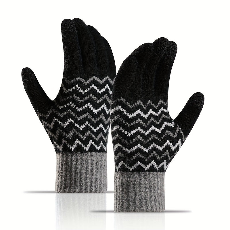 Winter Warm Knitted Gloves Thickened And Velvet Warm Gloves Touch Screen Gloves