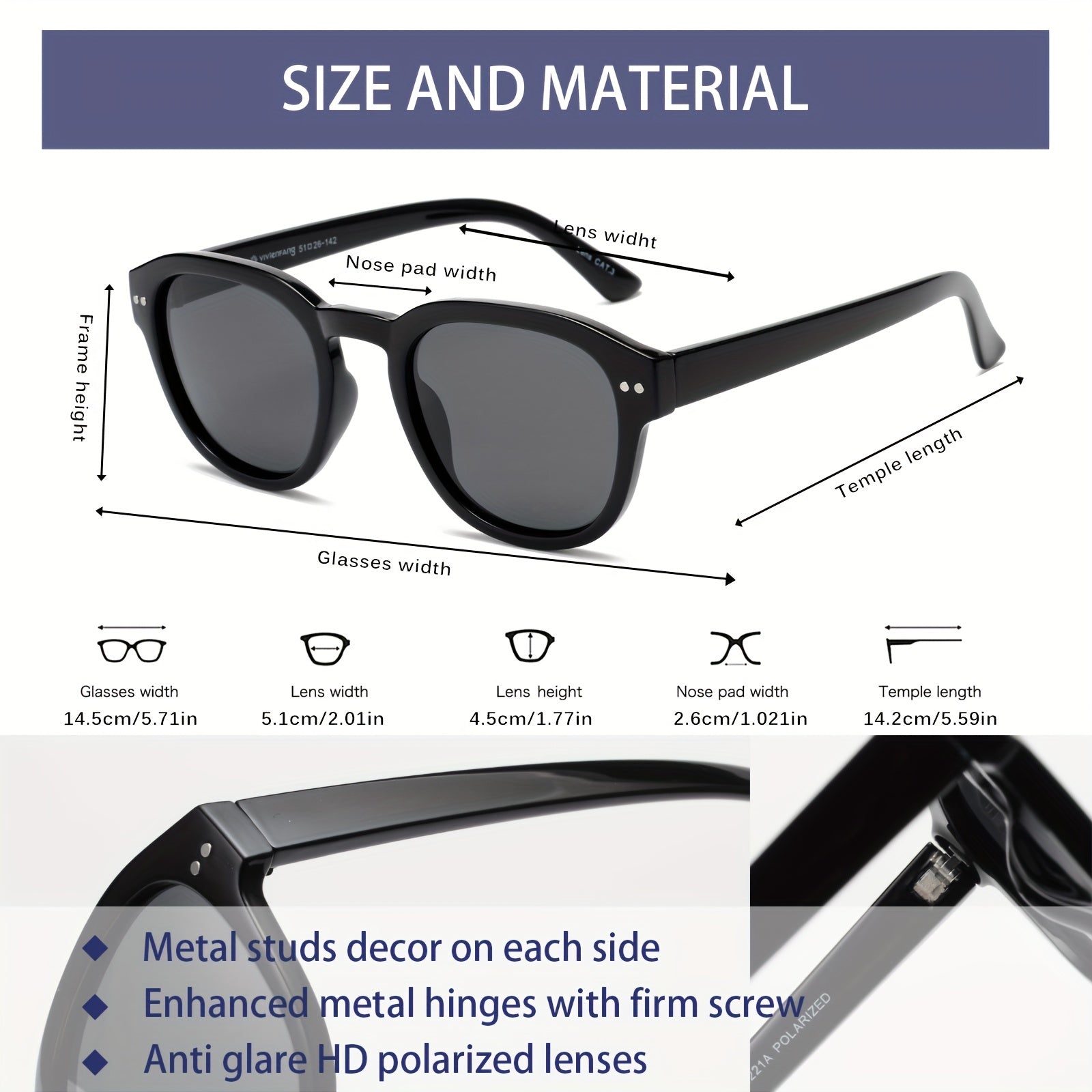 Retro Round Polarized Sunglasses For Men UV400 Protection