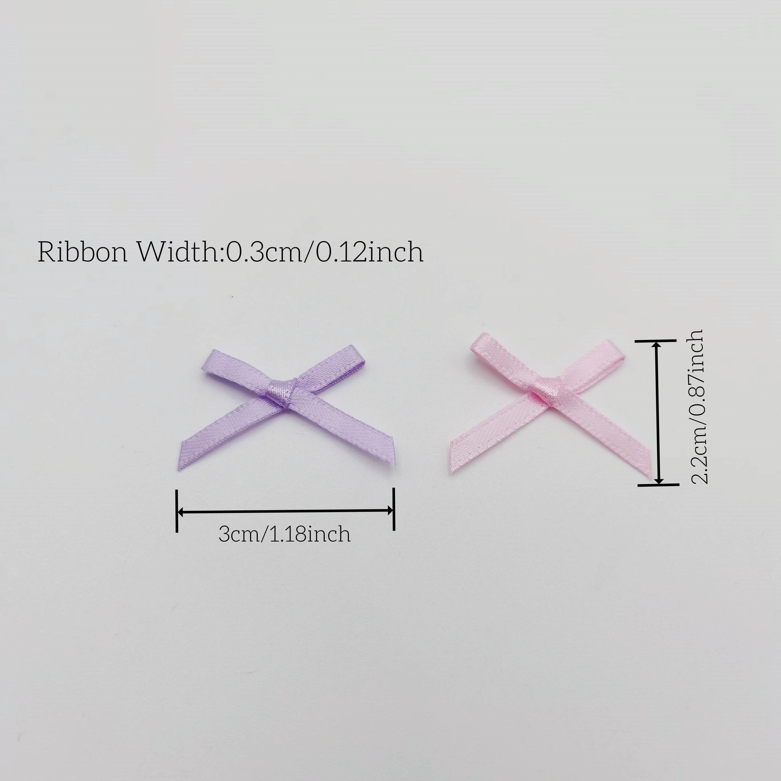 50pcs Mini 3mm Wide Ribbon Bows Christmas Decorative Satin Ribbon Tail Bow