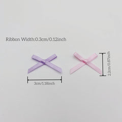 50pcs Mini 3mm Wide Ribbon Bows Christmas Decorative Satin Ribbon Tail Bow