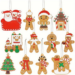 36pcs Gingerbread House Christmas Tree Ornaments Holiday Decoration