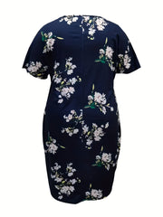 Floral Print V Neck Dress with Pockets
