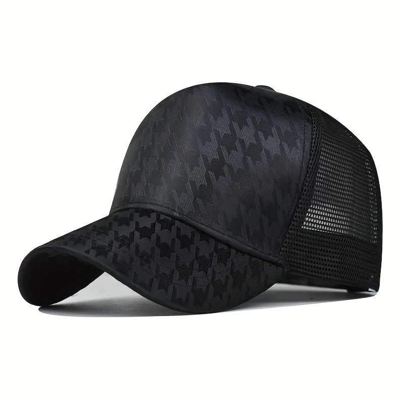 Houndstooth Baseball Cap Mesh Trucker Hat