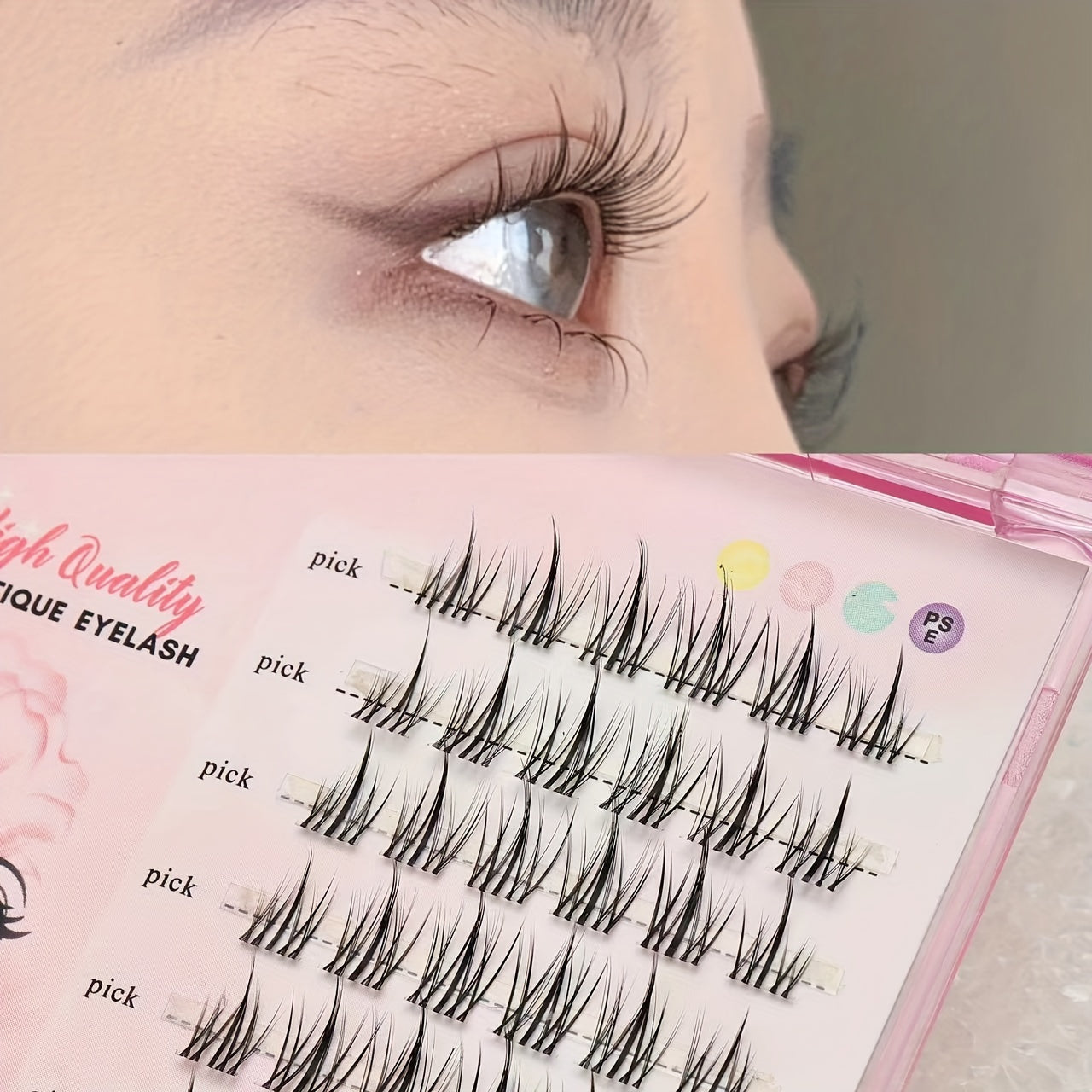 Natural Sunflower Cluster Lashes, Long Lasting, 8 Rows