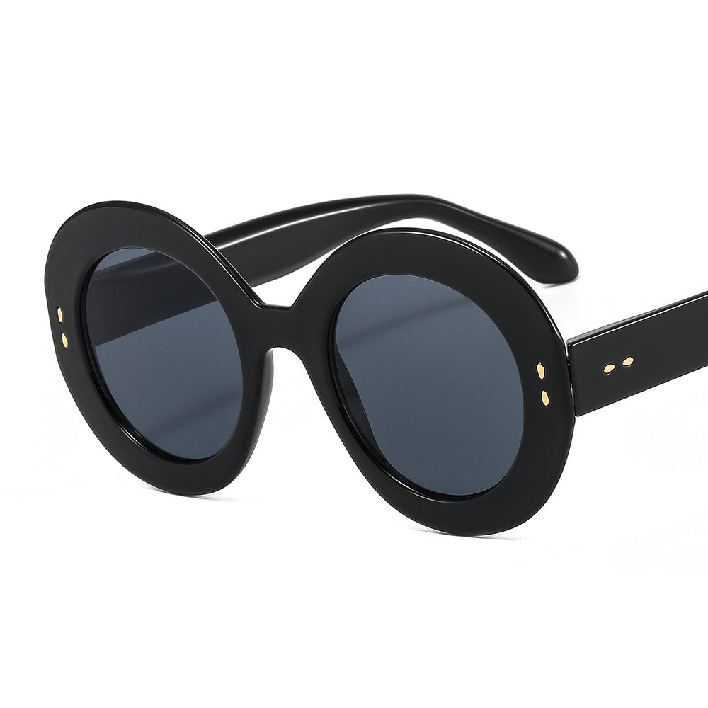Round Frame Glasses Gradient Lens Metal Hinge Cat Eye Glasses