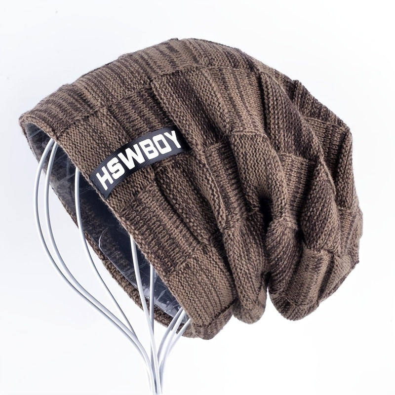 Men's Warm Knit Beanie Hat Thick Winter Cap