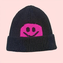 Smile Face Pattern Knit Beanie Hat for Men and Women