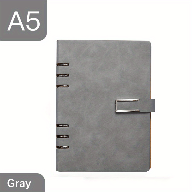 A5 6-Ring Binder Notebook with Leather Cover
