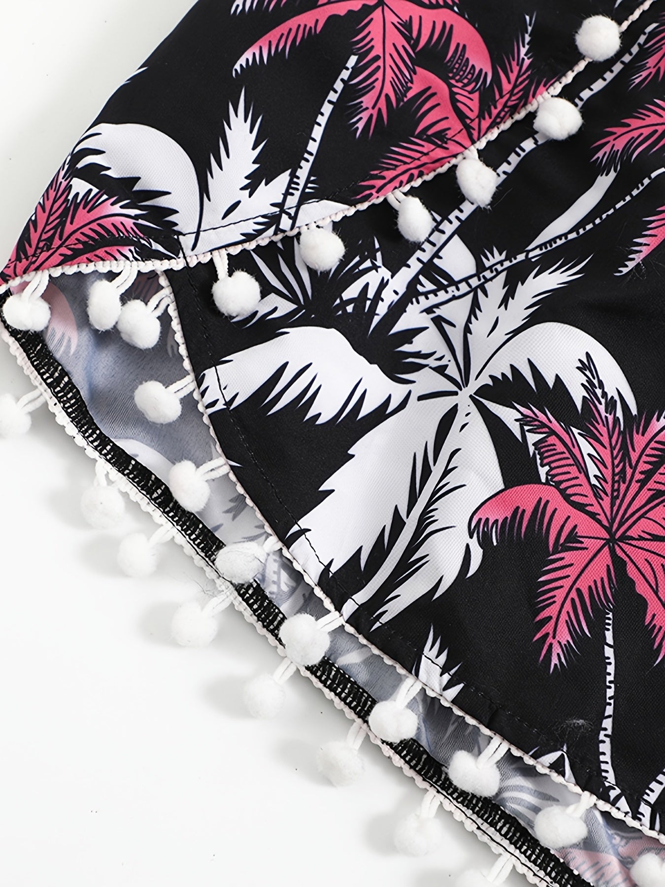 Coconut Tree Print Bow Knot Front Plus Size Vacay Shorts Women's Plus