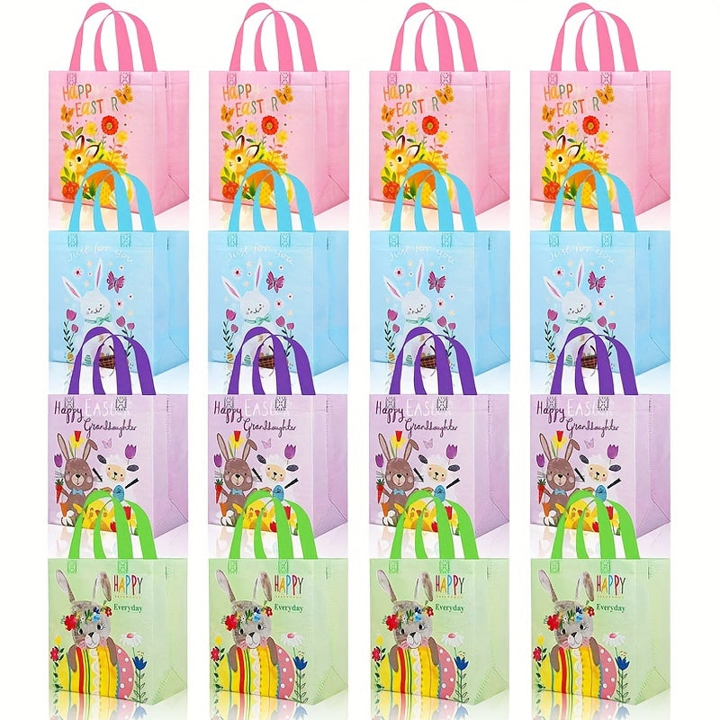 16pcs Easter Bunny Egg Gift Bag Reusable Tote Party Supplies