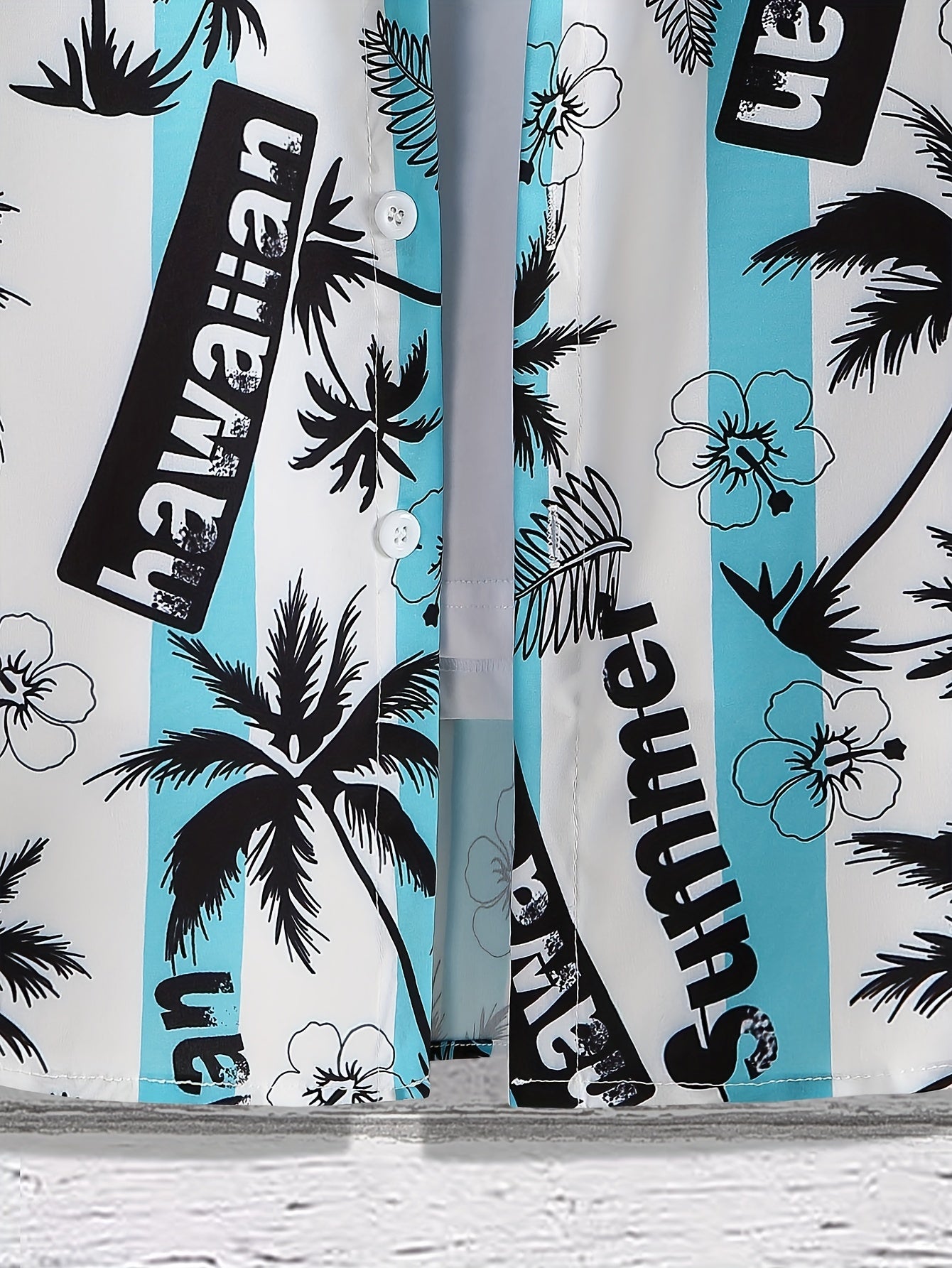 Men's Summer Palm Tree Stripe Hawaiian Shirt