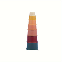 Rainbow Silicone Stacking Cups Educational Bath & Water Play Set