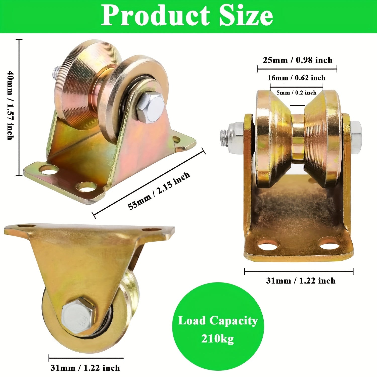 2pcs V Groove Steel Caster Wheel Rope Pulley Sliding Door Wheel