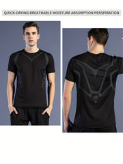 Men's Solid Sports T-shirt Quick Dry Breathable Tee Top