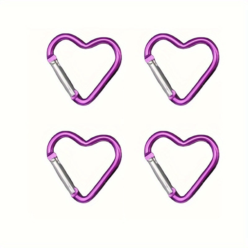 4pcs Heart-shaped Aluminum Alloy Carabiners for Outdoor Climbing Backpack