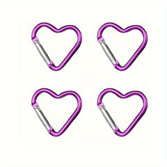 4pcs Heart-shaped Aluminum Alloy Carabiners for Outdoor Climbing Backpack