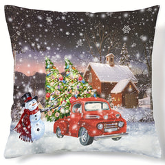 Christmas Tree Car Snowman Pillow Covers Decor