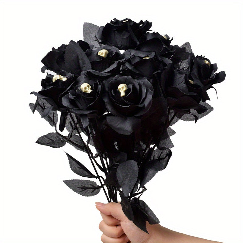 6pc 38.99cm Skeleton Roses for Halloween Decor