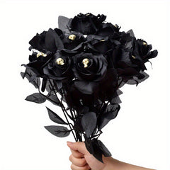 6pc 38.99cm Skeleton Roses for Halloween Decor