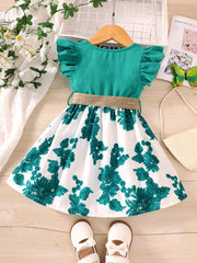 Toddler Girls Floral Splicing Princess Dress For Party