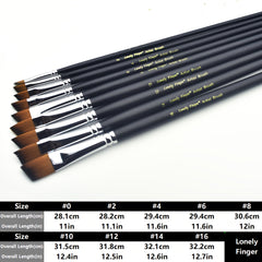 9pcs Angular Artist Paint Brushes Set - Long Wood Handles