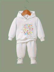 Kid's 2pcs Hello 51 41meter Print Outfit Girl's Sporty Clothes