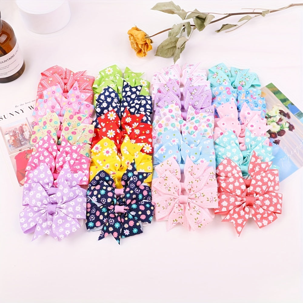 10pcs Floral Bow Hair Clips for Baby Girls
