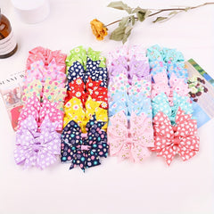 10pcs Floral Bow Hair Clips for Baby Girls