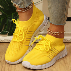 Women's Knitted Sports Shoes Comfy Solid Low Top Running Shoes