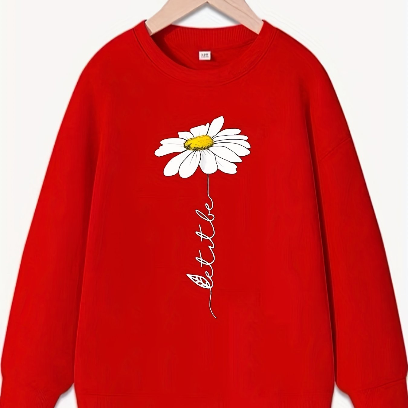 Daisy Flower Pattern Sweatshirt for Girls Long Sleeve Pullover Kids Clothing