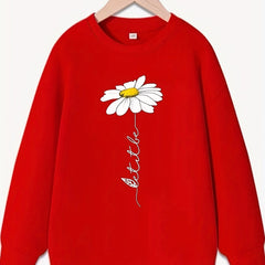 Daisy Flower Pattern Sweatshirt for Girls Long Sleeve Pullover Kids Clothing