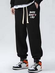Boys Do Cry Print Drawstring Sweatpants Loose Fit Men's Casual Joggers