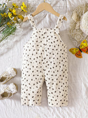 Floral Print Denim Suspenders Baby Casual Sports Bib Pants