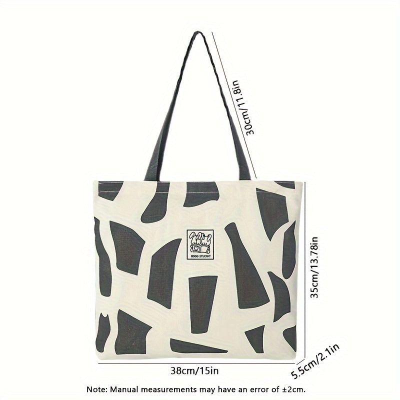 Canvas Tote Bag Large Capacity Zippered Travel Shopper