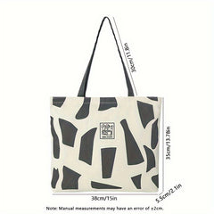 Canvas Tote Bag Large Capacity Zippered Travel Shopper