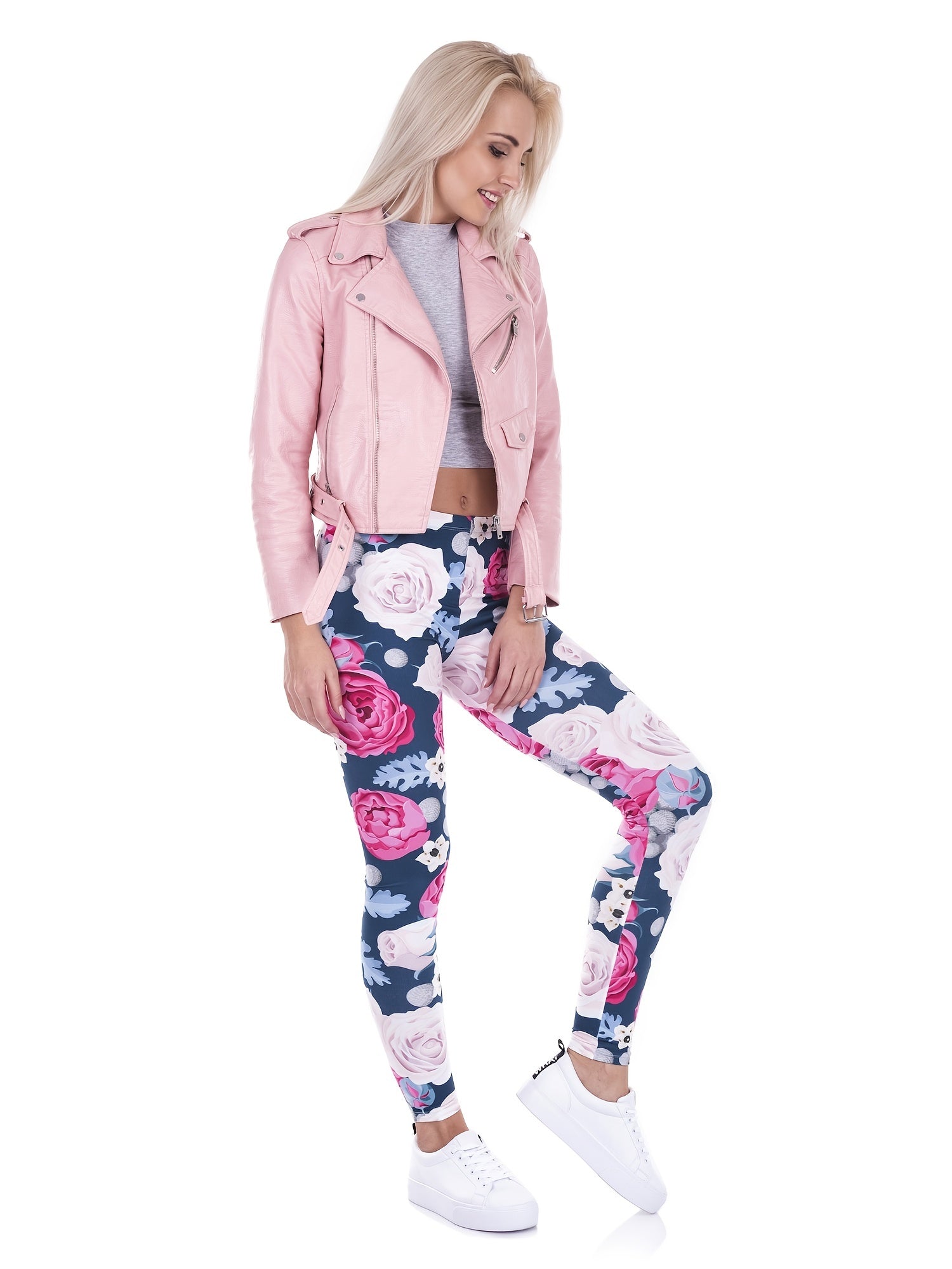 Wild Roses Print Slim Leggings Elastic Long Leggings