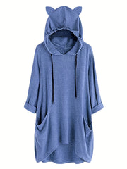 Patched Pocket Drawstring Hoodie Long Sleeve Sweatshirt