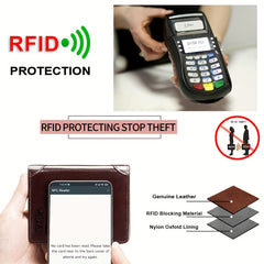 RFID Anti-theft Leather Wallet Trifold Slim Short Wallet