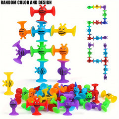 25pcs Silicone Suction Toys for Kids - Vibrant Colors Sensory Building Blocks