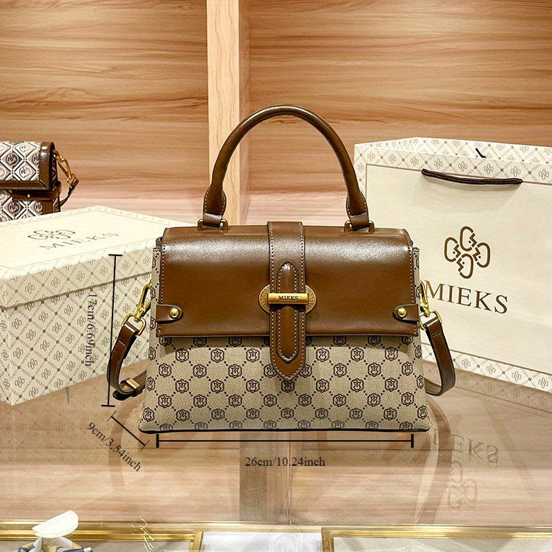 Stylish Texture Masterpiece Classic Handbag with Lock Buckle