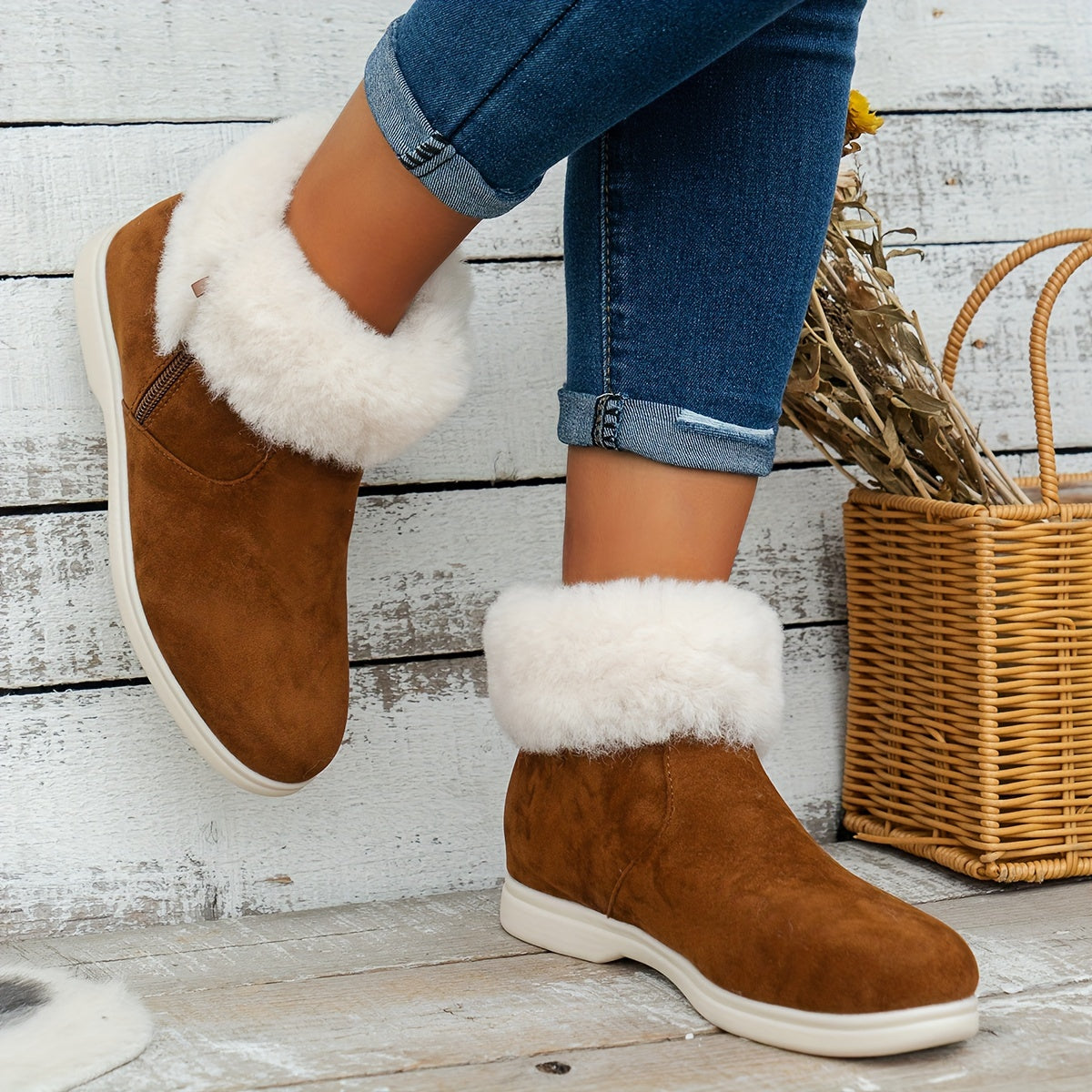 Women's Fleece-lined Snow Boots Non-slip Winter Ankle Boots